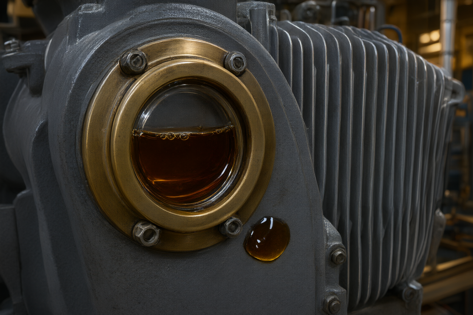 How often should the oil in an air compressor be changed?